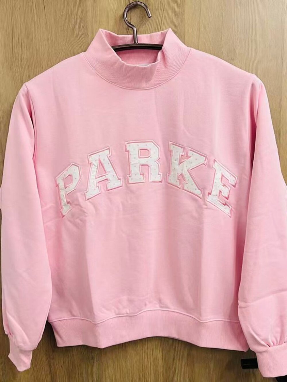 PARKE Pink Mock Neck Logo Sweatshirt S/M